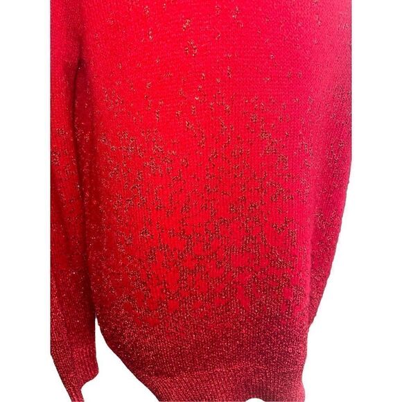 H&M Red Crewneck Holiday Sparkle Sweater L-EUC - Picture 10 of 11